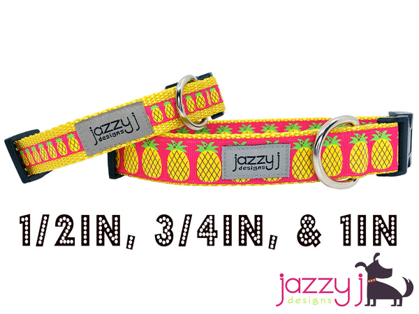 Hot Pink Glitter Pineapple Dog Collar