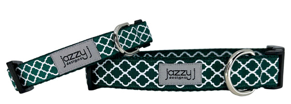 Hunter Green Trellis Dog Collar