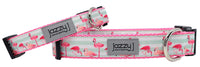 Pastel Striped Flamingo Dog Collar