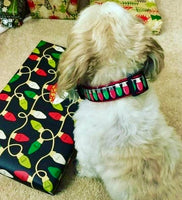 Black Foil Christmas Lights Dog Collar