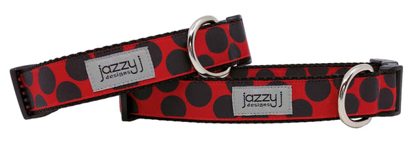 Red & Black Polka Dot Dog Collar