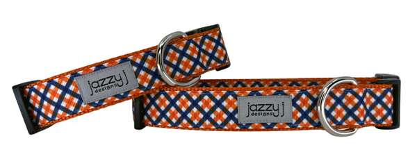 Auburn Mini Plaid on Orange Dog Collar