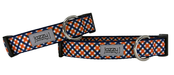 Auburn Mini Plaid on Navy Dog Collar