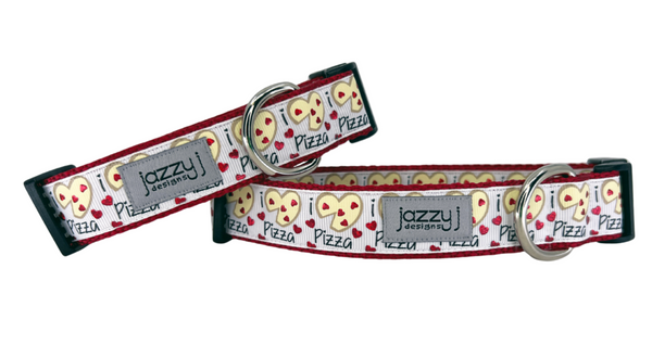 I Love Pizza Dog Collar