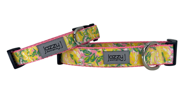 Yellow Tropical Flowers Dog Collar