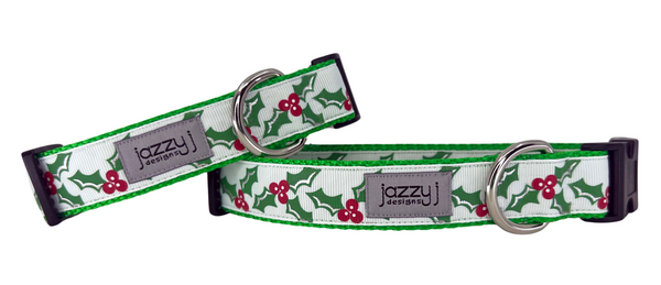 White Holly and Berries Dog Collar