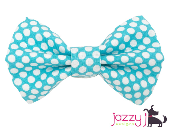 Aqua Polka Dot Bow Tie