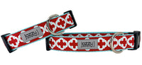 Red & Aqua Bristol Tile Dog Collar