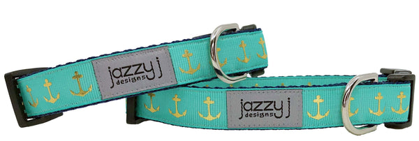 Aqua Set Sail Dog Collar