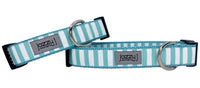 Aqua & White Striped Dog Collar