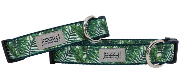 White Banana Leaves Dog Collar