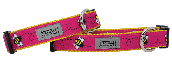 Pink Bumble Bee Dog Collar