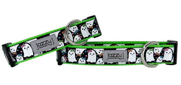 Black Glitter Ghosts Dog Collar