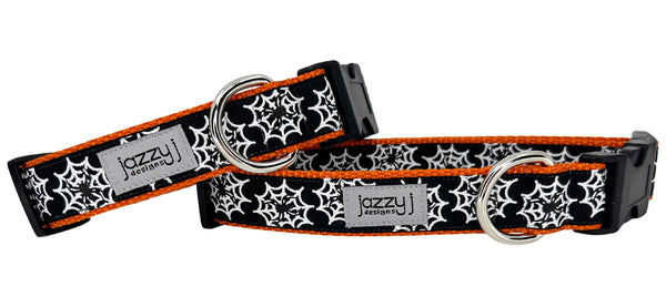 Black Glitter Spider Webs Dog Collar