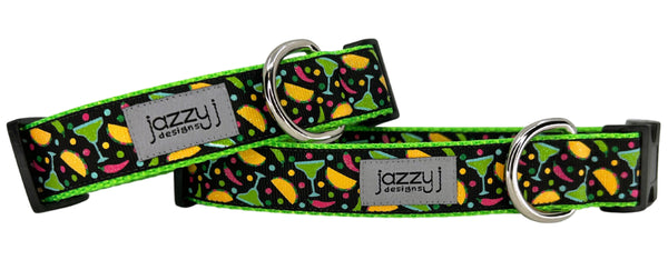 Tacos & Tequila Black Dog Collar