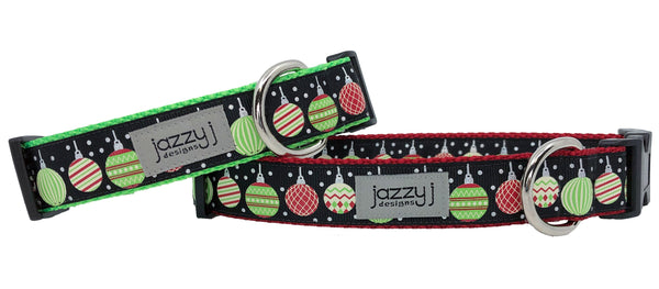 Black Christmas Ornaments Dog Collar