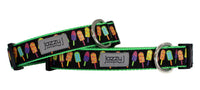 Black Popsicles on Lime Dog Collar