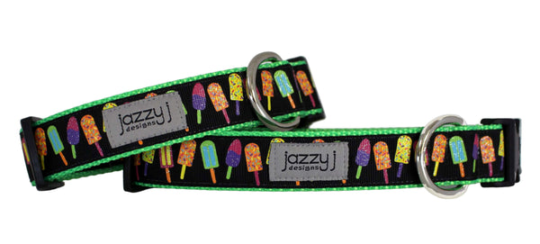 Black Popsicles on Lime Dog Collar