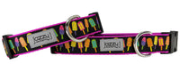 Black Popsicles on Fuchsia Dog Collar