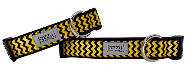 Black & Gold Glitter Chevron Dog Collar