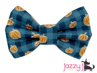 Blue Buffalo Check Pumpkin Bow Tie