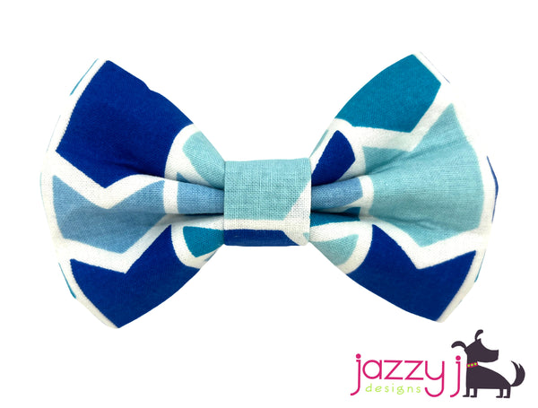 Blue Geometric Bow Tie