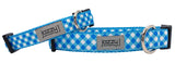 Blue Gingham Dog Collar