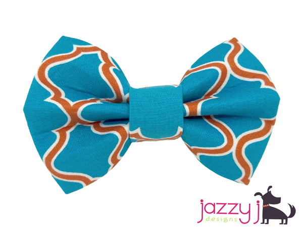 Blue & Orange Trellis Bow Tie