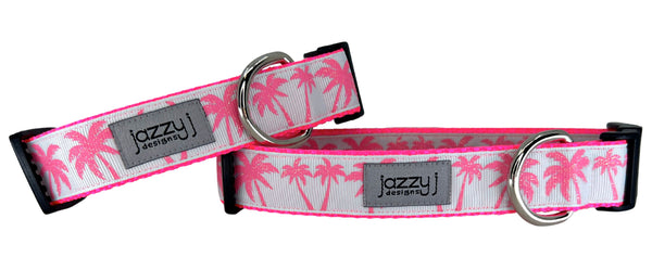 Blue Palm Trees Dog Collar
