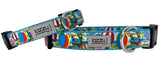 Blue Summer Sandcastles Dog Collar