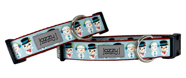 Blue Snowman Dog Collar