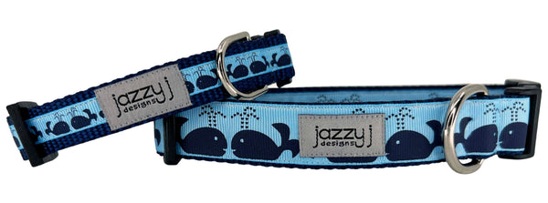 Blue Whales Dog Collar