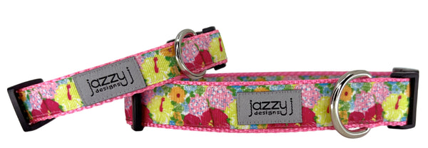 Botanical Blossom Pink Dog Collar
