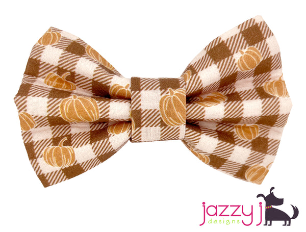 Brown Buffalo Check Pumpkins Bow Tie