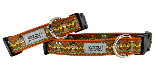 Brown Chevron Turkey Dog Collar