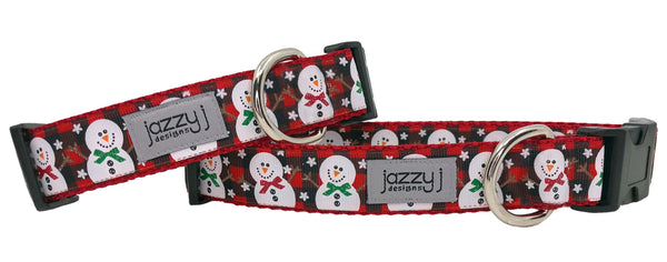Buffalo Check Snowman Dog Collar