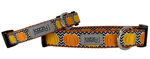 Chevron Pumpkins Dog Collar