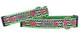 Glitter Chevron Watermelon Dog Collar