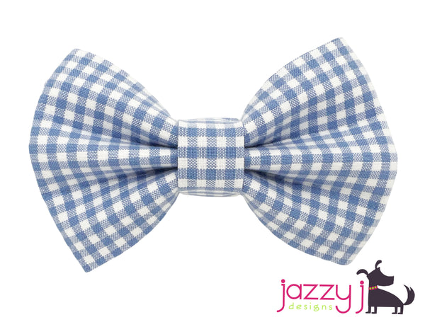Country Blue Gingham Bow Tie