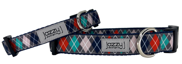 Grey Argyle Dog Collar