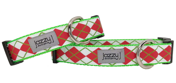 Glitter Argyle Holiday Dog Collar