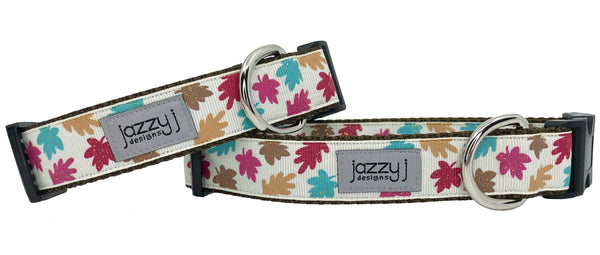 Ivory Glitter Leaves Dog Collar