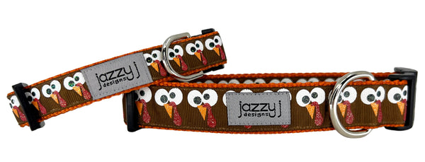 Glitter Turkey Faces Dog Collar