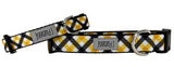 Gold & Black Plaid on Black Dog Collar
