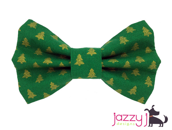 Gold Glitter Trees Bow Tie