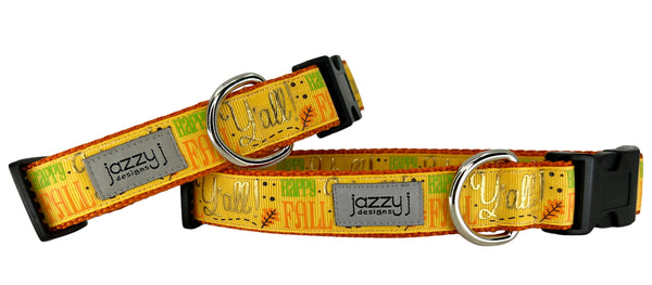 Gold Happy Fall Y'all Dog Collar