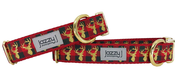 Gold Glitter Stag Head Dog Collar