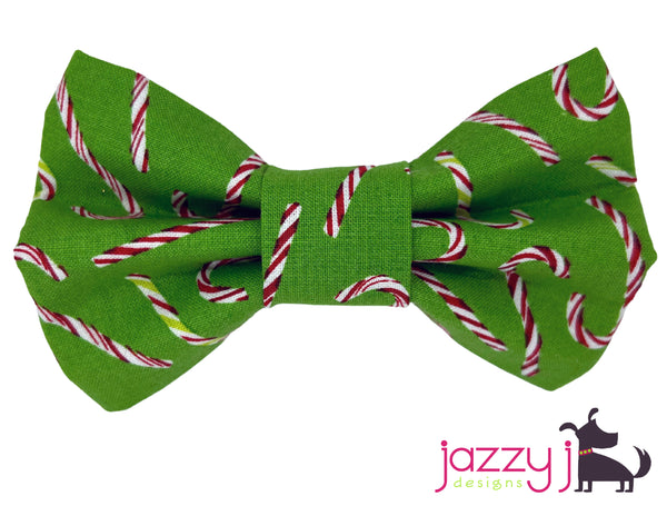 Green Candy Canes Bow Tie
