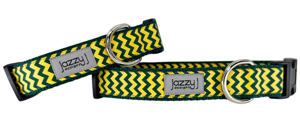 Green & Gold Chevron Dog Collar