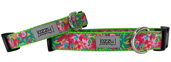 Green Lulu Flamingo Dog Collar